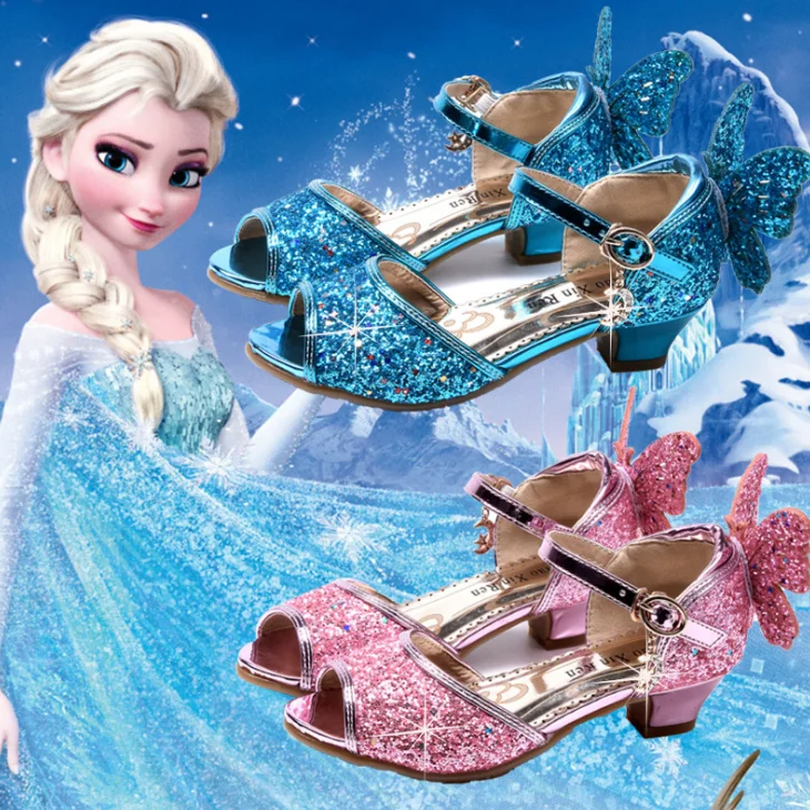 Yys Frozen Princess Girls Sandals Blue Shoes Elsa Little Girls Shoes Glitter Heel Sandals View Glitter Sandals Xinyiyang Product Details From Hefei Xinyiyang Trading Co Ltd On Alibaba Com