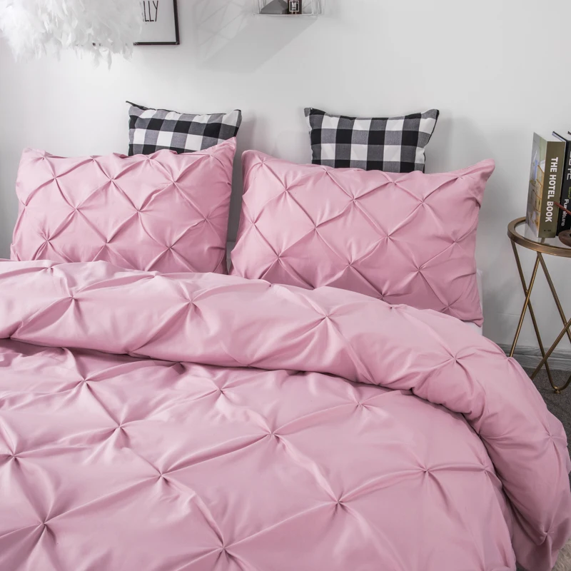 Комплект пододеяльников ручной работы из полиэстерного шелка и фетра розового цвета размера king size 240*260