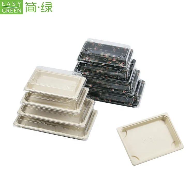 
Easy Green Disposable Small Natural Biodegradable Sushi Paper Sugar Cane Pulp Container Tray 