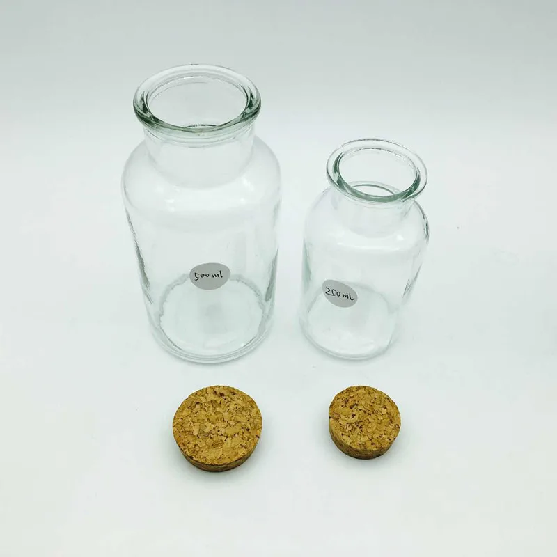 Jars Clear 250ml 500ml Apothecary Glass Bottle Apothecary Jar With Cork Lid
