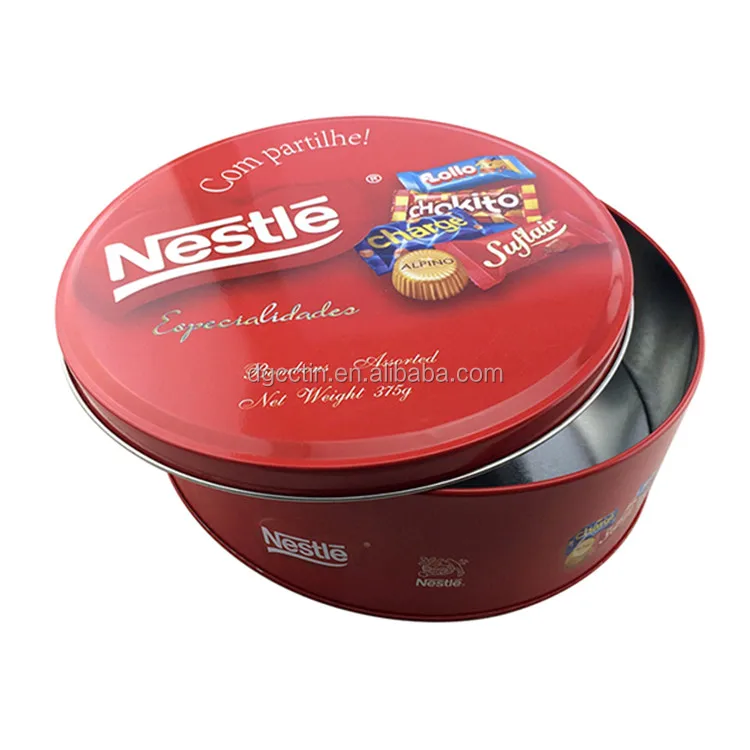 Изысканный и прекрасный круглые конфеты железный ящик, шоколад железный ящик, пустой железный ящик