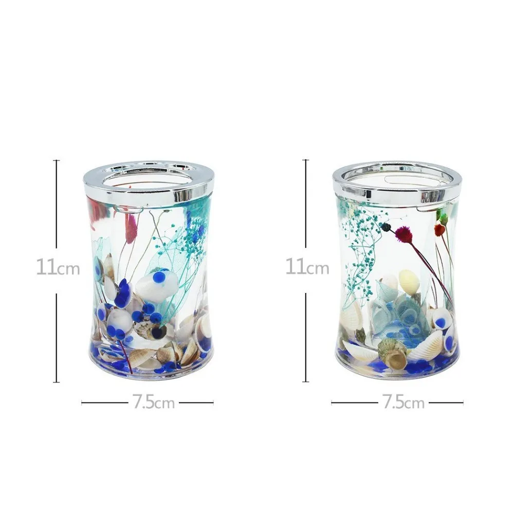 
Набор органайзеров для ванной комнаты Ocean Series, акриловый набор аксессуаров для мытья ванной комнаты с синим стеклом и морской оболочкой, уникальный дизайн 