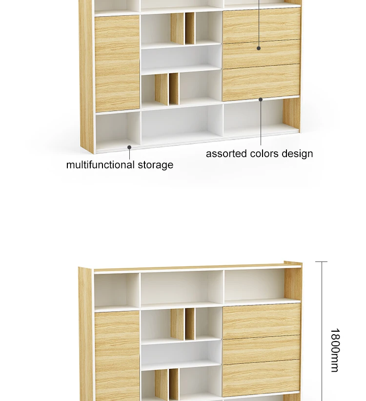 PENGPAI hotsale panel MFC wooden library bookshelf modern design office filling cabinet furniture