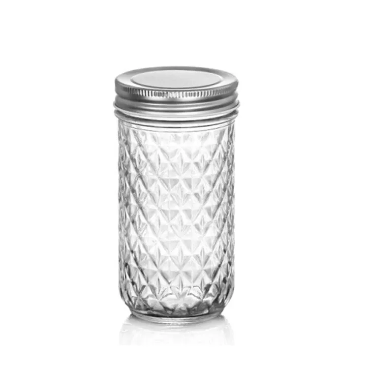 BarConic Diamond Cut Pattern Mason Jar - 24 - Ounce