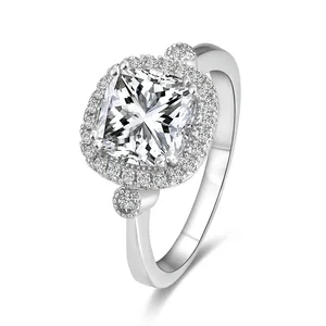 POLIVA 925 Sterling Silver Princess CZ Ring 18K White Gold & Platinum Plated for Weddings & Parties