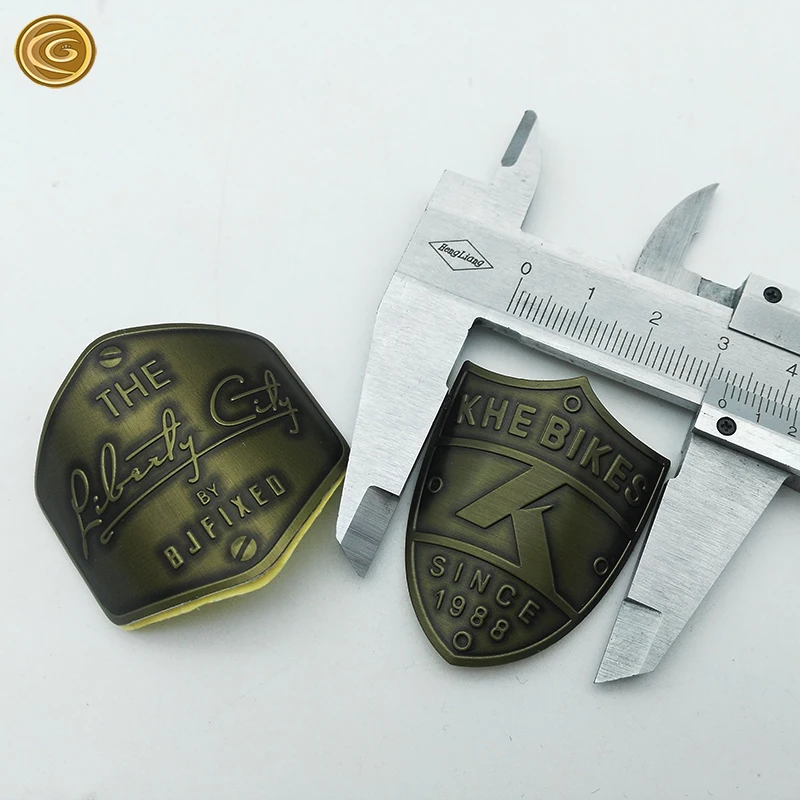 KHE Bikes Bronze Colour Printing Embossed Circle for Bicycle Metal Brand Logo Label
