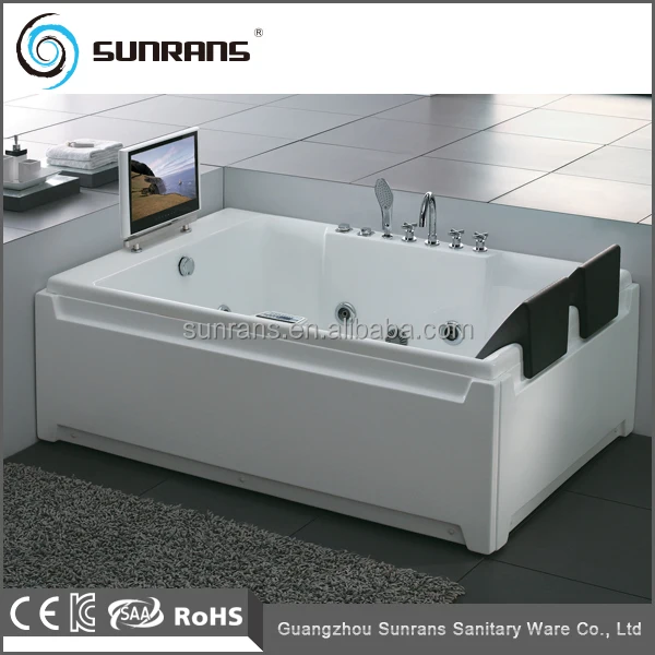 Luxury Two Person Freestanding Jetted Tub Whirlpool Sexy Couple Corner Multi Functional Acrylic Massage 2 Seater Bathtub With TV