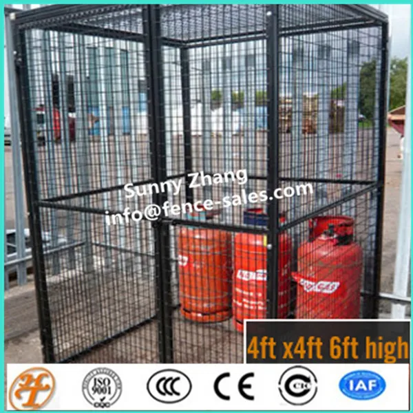 Gas Cylinder Bottle Cages,Galvanised Steel Mesh with Hinged Doors & Warning Sign 