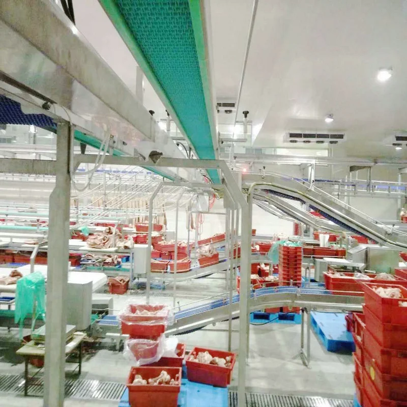 CE standard meat factory automatic meat and beef cutting and processing belt conveyor line