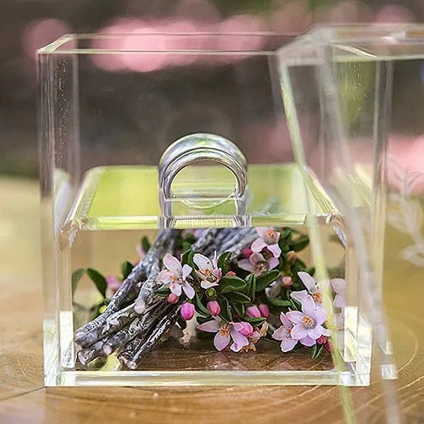 Square Clear Acrylic Wedding Ring Box Personalized Acrylic Ring Box With Printed Logo Acrylic