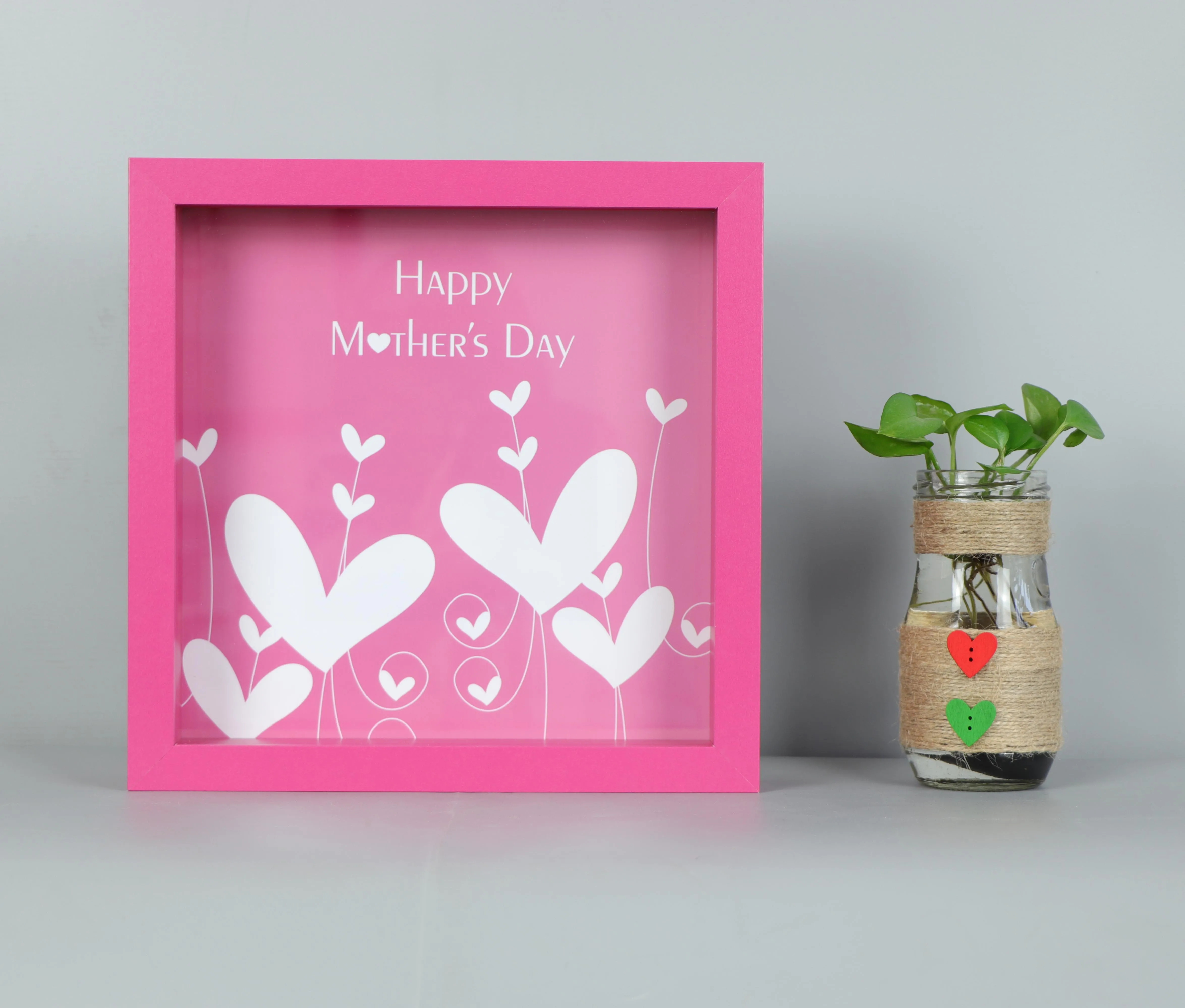 Mother Day Photo Frame, Display 9x9" Photo or 5x5" Photo with Mat, White, Black, Rose Red, Blue Purple, Wood Grain
