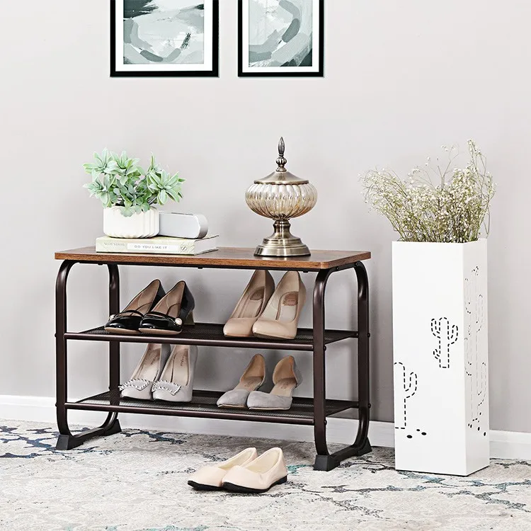 SONGMICS Vintage Shoe Bench Rack 3-Tier Storage Solution