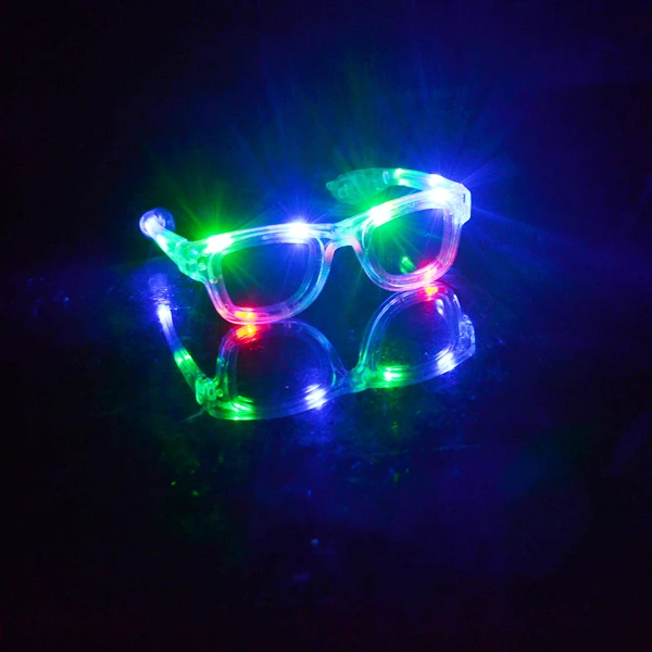 Classic 4pcs LED Flashing Transparent Glasses for School Graduation Christmas Thanksgiving & Valentine's Day Packaged in Bag