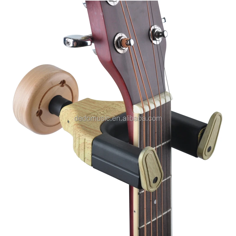 Muslady Montaje en Pared de Guitarra Soporte de Gancho Sistema de Bloqueo Automático para Guitarras Acústicas Eléctricas Instrumento de Cuerda 