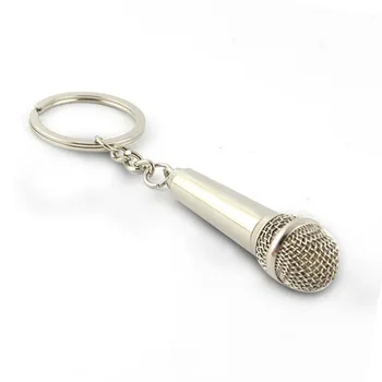 High Quality 2020 New Metal Keychain Creative Music Gifts Key Chain Key Ring Microphone Keychain Fashion Key Chain Creative