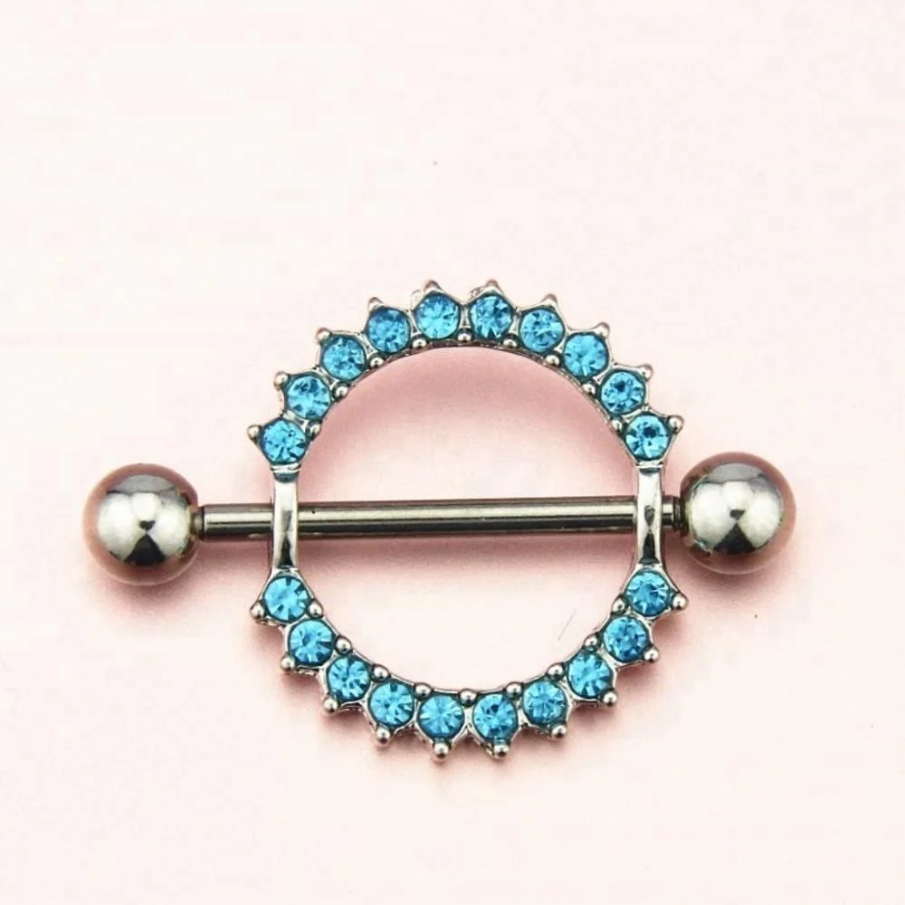 Slave Crystal Stainless Steel Nipple Rings Straight Barbells Body Piercing Jewelry