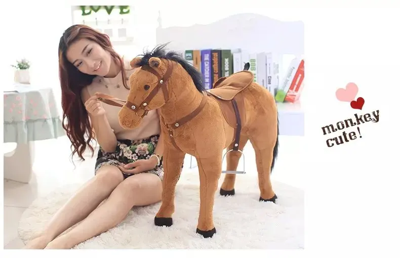 Life Size 45'' Soft Stuffed Simulation Animal Plush Standing Horse Toy for Child(CE/EN71)