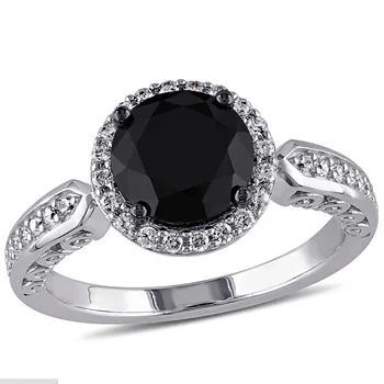 CAOSHI Fashion Black Sapphire & Diamond Women Jewelry Ring 925 Silver Plating Engagement Ring In Cheap Price