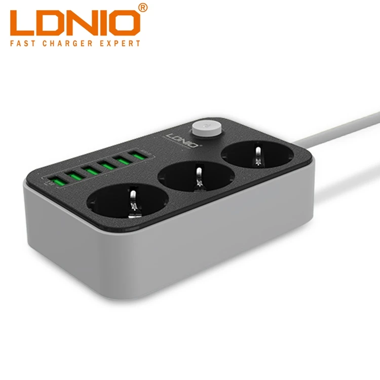 6 USB Port and 3 EU Outlet Wiring Board Europe Outlet Extension Socket Power Strip