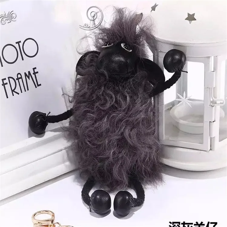 Fluffball Alpaca Fur Pompom Keychain Purple