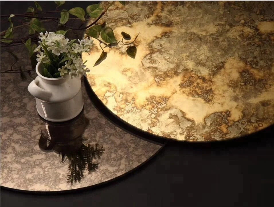 Wholesale Modern Antique Mirror Glass Copper Furniture Mirror Panel Decor Luxury Antique Decoration Mirror Glass for Cabinet