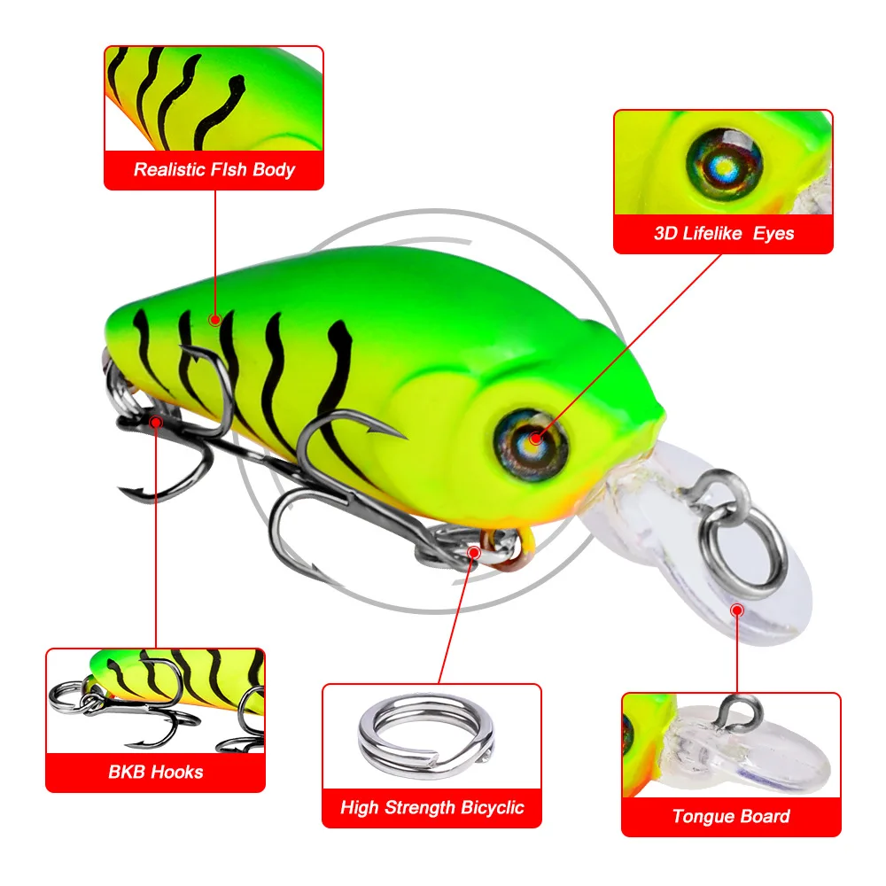 クランクフィッシングルアーワブラー47mm3.3gストライプバス