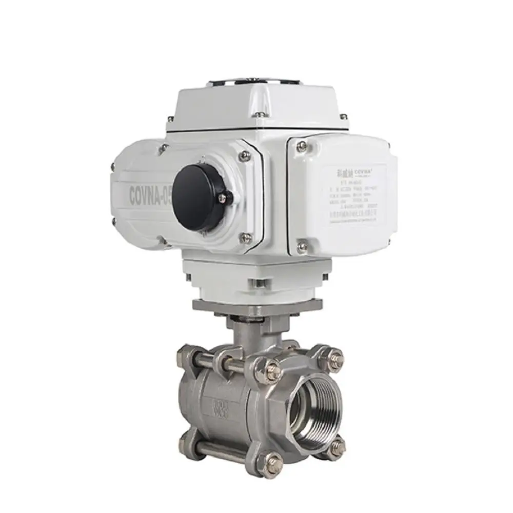 COVNA CF8M 1000 WOG Stainless Steel BSP NPT Female Thread 3PC Ball Valve with Electric Actuator