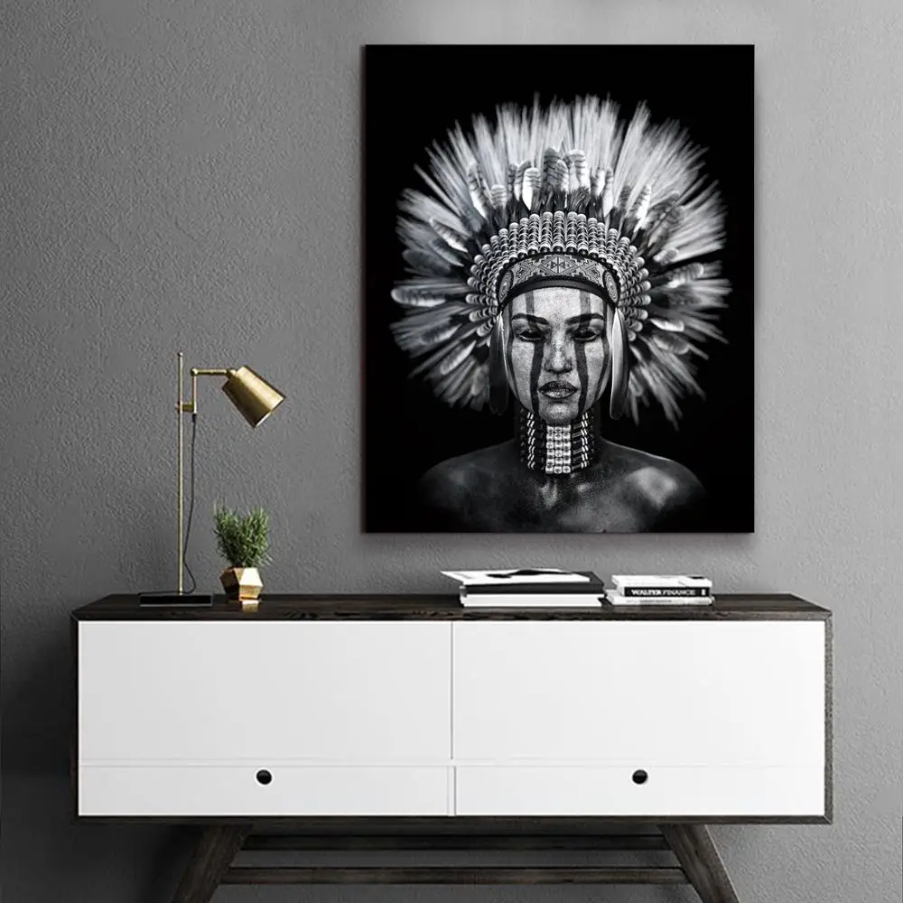 Girl Wall Art Decorations Indian Tribal Woman Portrait Canvas Paintings Buy Indian Woman Painting Hotel Decoration Wooden Wall Decor Product On Alibaba Com