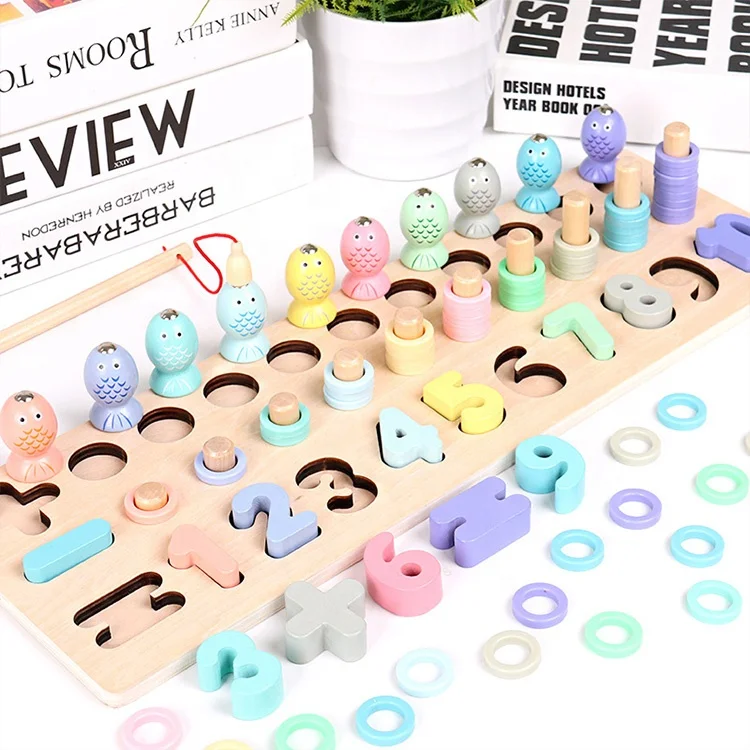 рыбалка игрушка номер подсчета головоломки доска набор деревянный Конструкторы интерактивные соответствующие