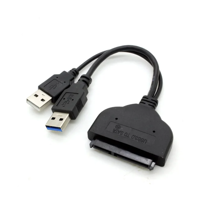 Doppel USB auf SATA 7 15 Pin Konverter Adapter Kabel für 2.5" HDD Festplatten 