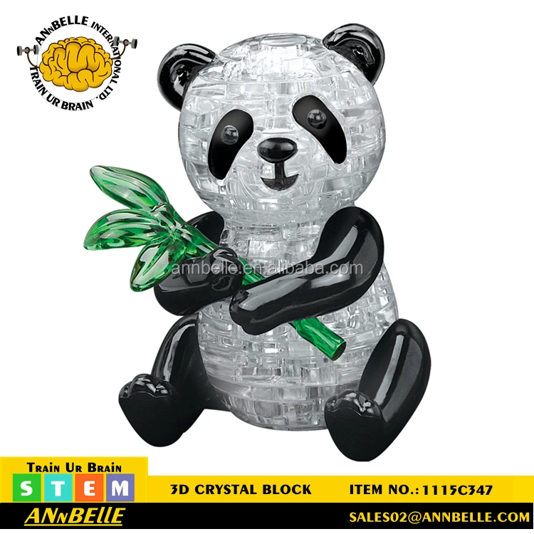 STEM 3D Plastic Block Panda 3D Crystal Block With Flashing Light Plastic Animal Block