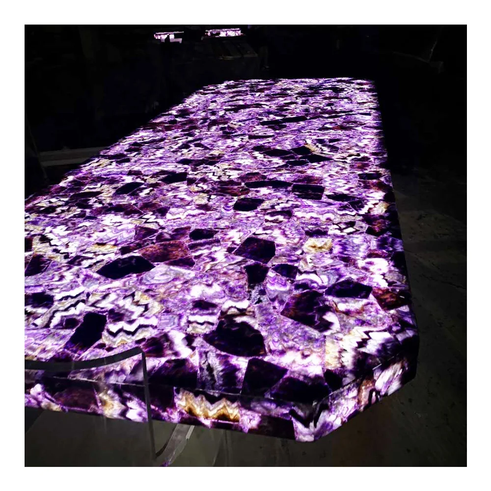 Amethyst Marble Dining Table Set for Counter Top Wall and Flooring Marble Table