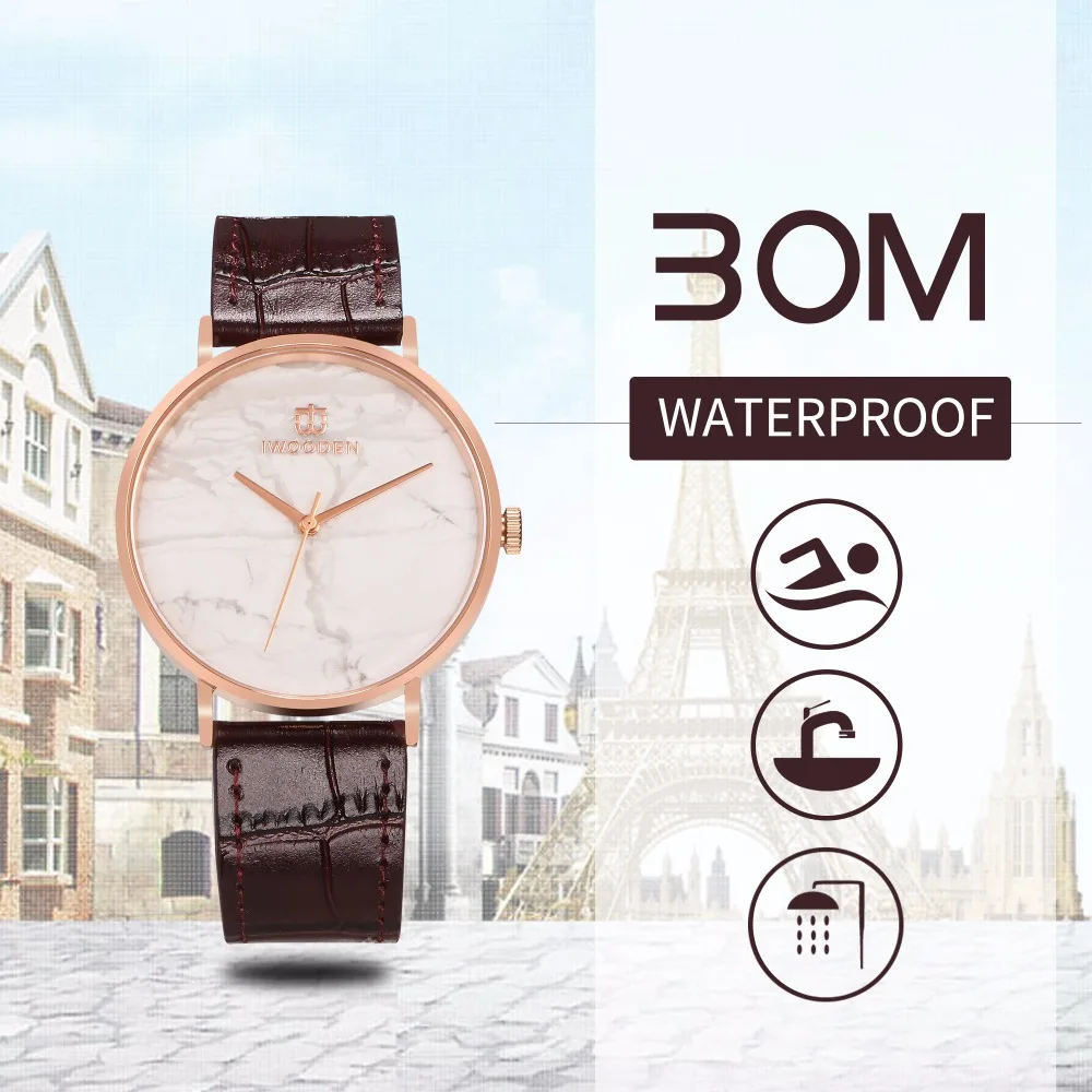 Wholesale Slim Quartz Watch Marble Stone Dial Stainless Steel Case Waterproof Wrist Watch Men