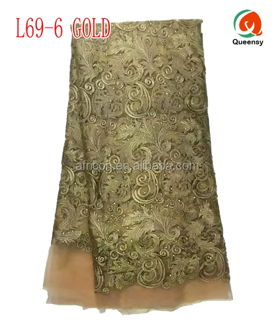 L69 2016 Gold Nigerian Wedding Aso Ebi 