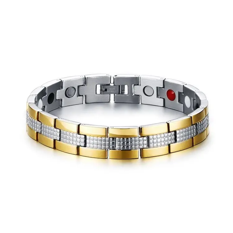 Популярный новый лечебный высокополированный мужской браслет из карбида вольфрама с золотым краем