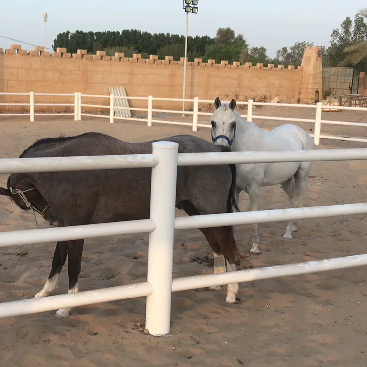 PVC Plastic Round Pipe Post and Rail Horse Fence for Farm Paddock Racing Track Equestrian Cattle