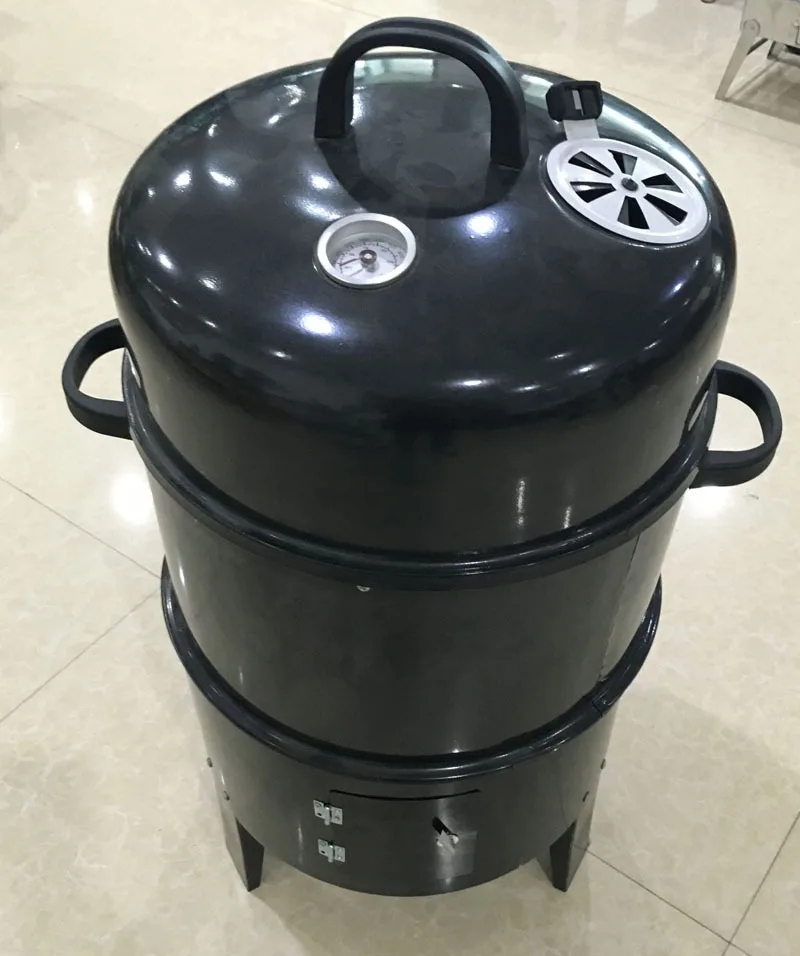3 in 1 Round Vertical Three Layers Smoker BBQ Wood Charcoal Outdoor Bbq Grill