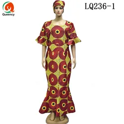 Платье Queency с шарфом на заказ, африканская традиционная одежда с принтом Анкары, восковое Макси-платье