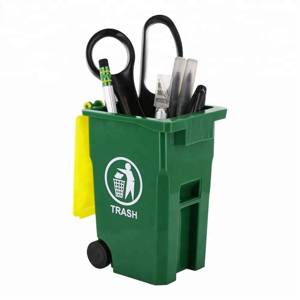Mini Curbside Trash and Recycle Can Set Storage Bins Pen Pencil Cup Holder