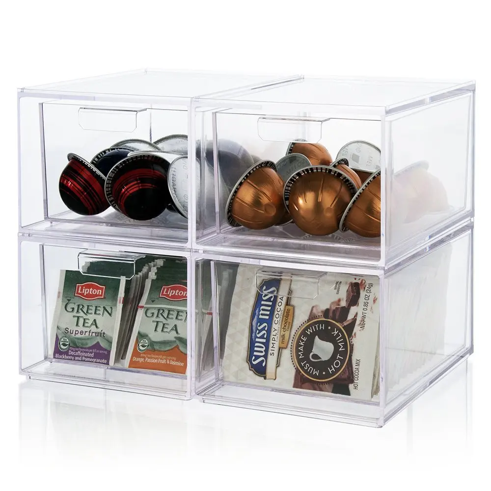 ELLDOO 3 Dawes Tea Bag Oganize, Clea Acylic Stackable