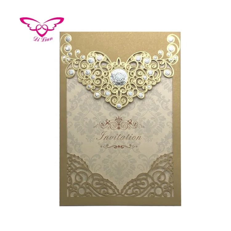 Dilian Wedding 2018 New Design Diamond Series Gold Wedding Card Invitation  - Buy Wedding Card Invitation,Wedding Cards Indian Wedding Invitations,Extravagant  Wedding Invitations Product on 