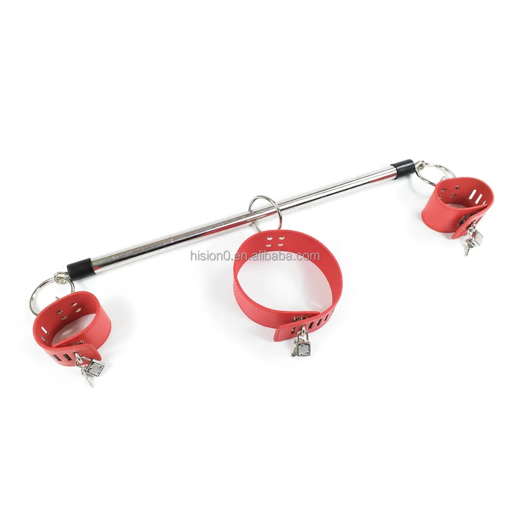 2 Colors BDSM Role Play in Slave Prisoner Not Removable Eagle Bar Kit Leather Bondage Handcuffs With Collar
