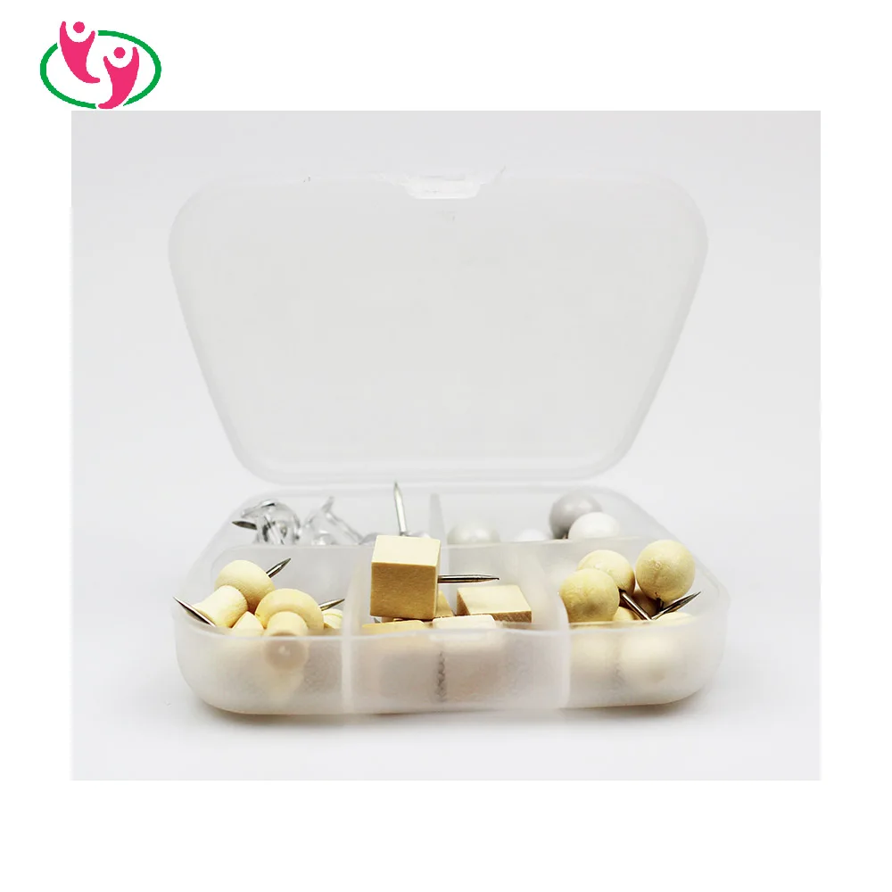 Набор деревянных булавок с пластиковой коробкой для пробковой доски объявлений