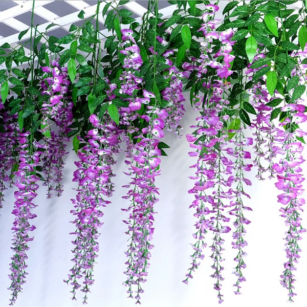 Factory Sell Artificial Wisteria Flowers Vines Garland Wedding Flower
