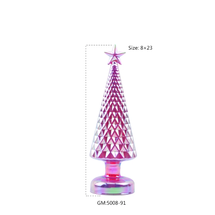 hot sale home decoration mini tree mini tree with LED glass christmas tree ornaments