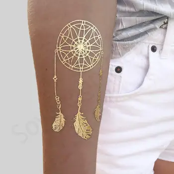 Metallic Temporary Tattoos for Women Teens Girls Gold Silver Temporary Tattoos Glitter Designs Jewelry Flash Waterproof Tattoos