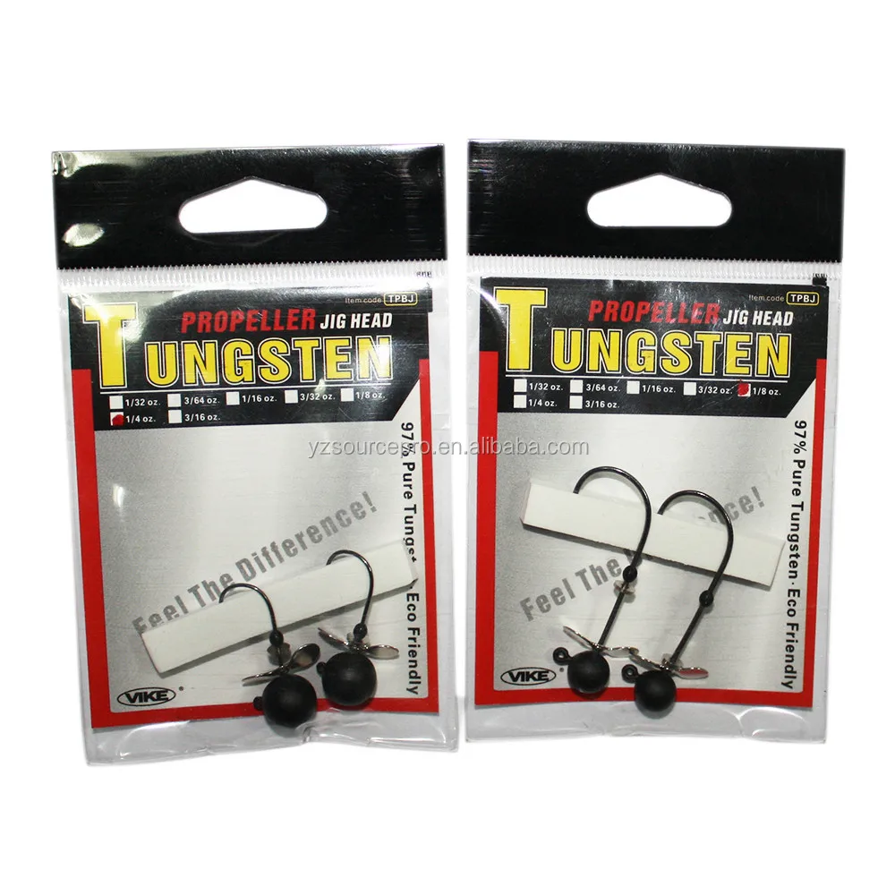 332tpbj10 Fishing Tungsten Propeller Jig Head With 1/0 Hook 3/32 Oz