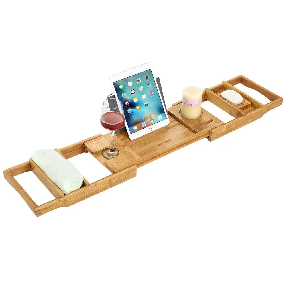 100 Natural Bamboo Bathtub Caddy Bath Tub Tray With Extending Sides Rack For Wine Books Ipad Phone Free Soap Holder Bath Bridge Buy Wood Bathtub Tray Food Tray With Cup Holder Cheap Bamboo
