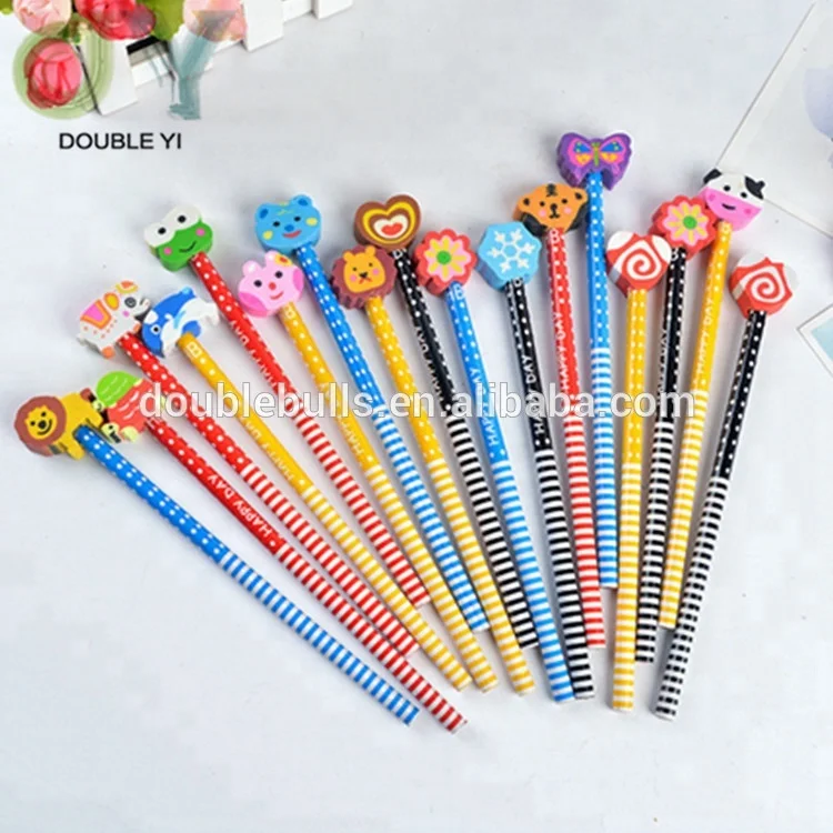 クリエイティブ文房具学習用品卸売鉛筆かわいい漫画カスタムラバーヘッド鉛筆子供黒hb鉛筆 Buy 文具 学校用品 鉛筆 Product On Alibaba Com