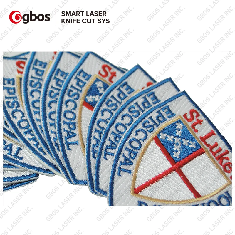 Gbos Laser Cutter Fold Machine Woven Label Logo Patch Laser Cutting Machine With Camera Visual System